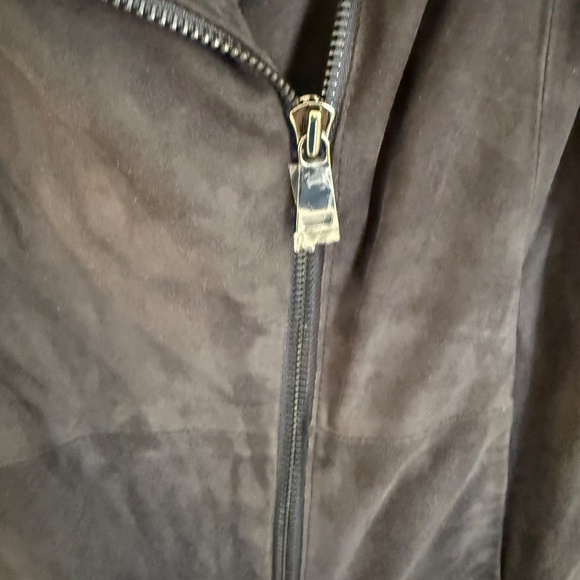 WOMENS VINCE NAVY LAMBSKIN LEATHER ZIP JACKET SIZE XL - Picture 3 of 9